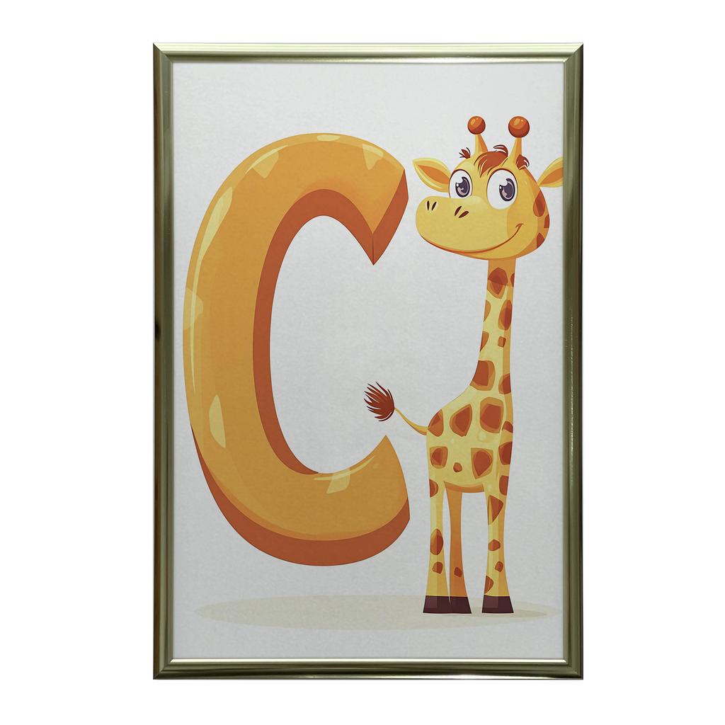 Plakat Żyrafa Z Literą C Plakat Żyrafa Z Literą C, 50X70 Cm, Bez Ramy, Płótno Premium Na Blejtramie