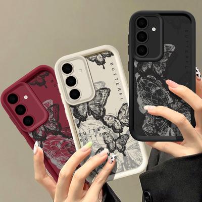 Чорнильний візерунок метелика чохол Для Samsung S25 S24 S22 Ultra Plus S23 S21 A20 FE A55 A54 A53 A52 A35 A34 A15 A14 S26 A17 A37 A57 Силіконовий м'який чохол