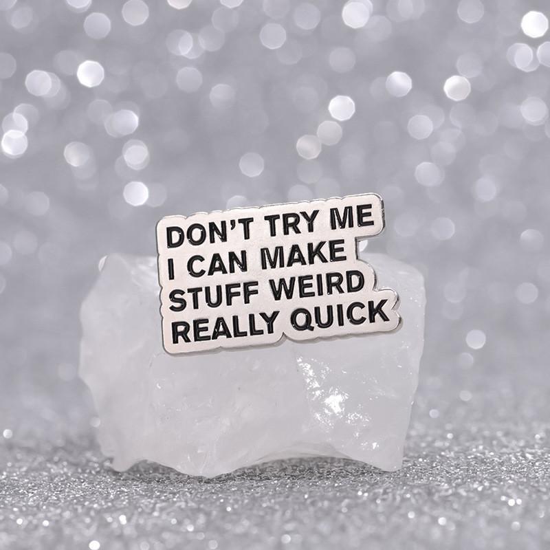 Creative Minimalist Black Letter Metal Brooch Vintage Inspirational Quote Pin For Stylish Individuals