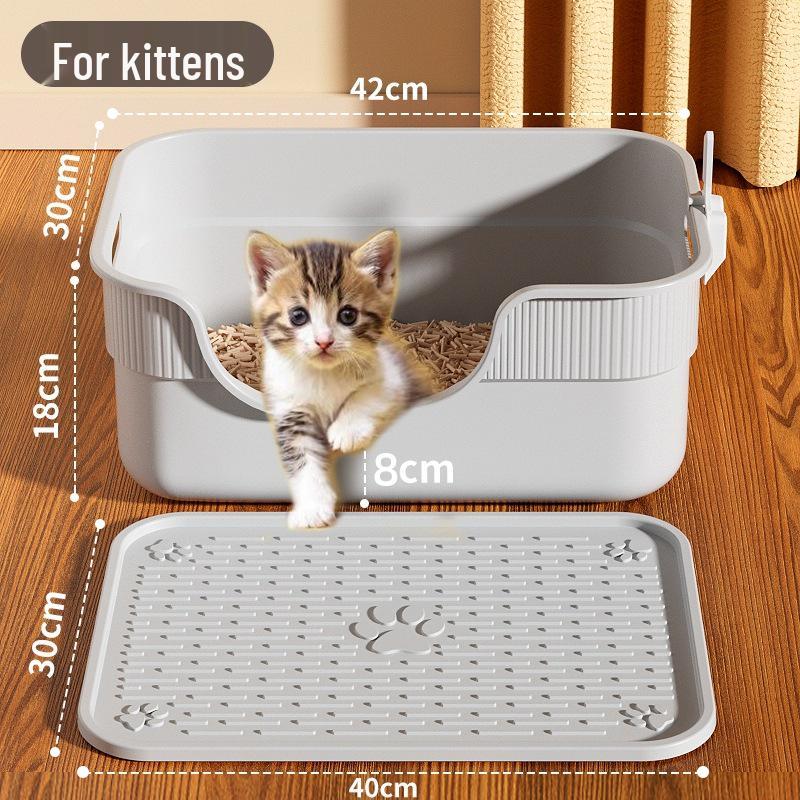 Kitten Litter Box: Low Entry, Semi-Enclosed, Small Size, Starter Kit for Cat Care