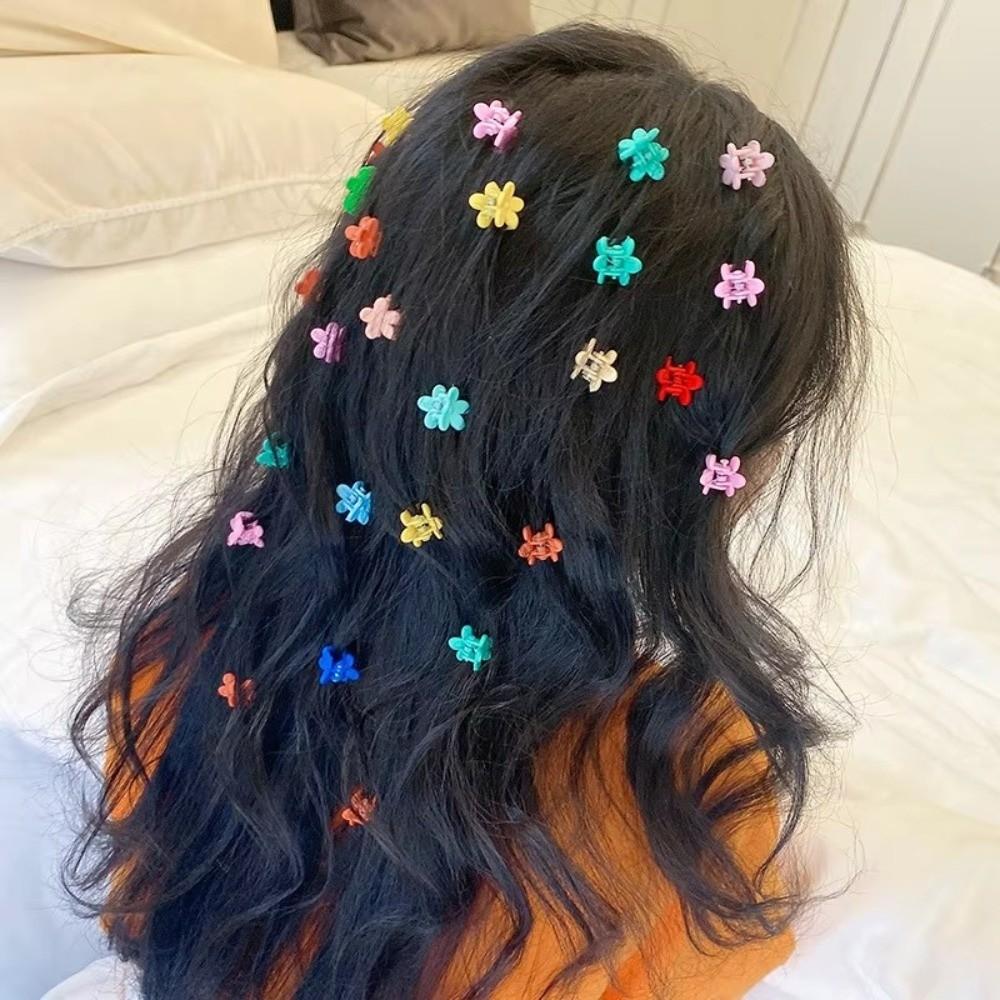 Candy Color Mini Flower Hair Claws Sweet Anti Slip Hair Barrettes Headdress Plum Blossom Shape Hair Clips