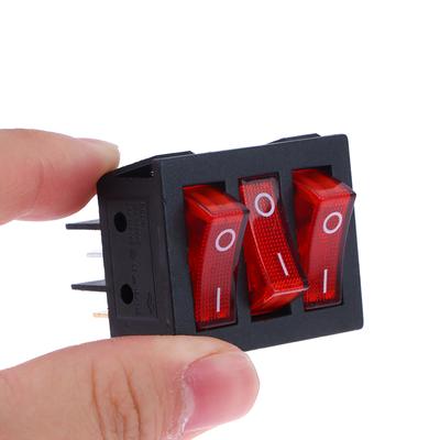 1Pc Rocker Switch Kcd3 Luz Vermelha 3 Vias Preto Interruptor 9 Pinos 2 Posições Liga-Desliga/Liga-Liga