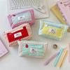 Contrasting color plaid pencil bag, dopamine large-capacity pencil case, junior high school girl ins style, high-value stationery bag