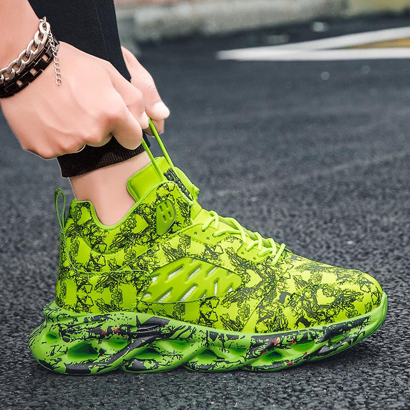 Fashion Graffiti Shoes Mens Outdoor Shoes Sports Running Shoes PU Leather