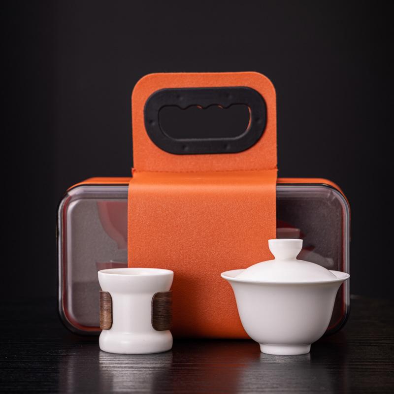 New ceramic Bai Ru kiln Kung Fu travel tea set set, suitable for business enterprises, company events, festivals, and opening gifts