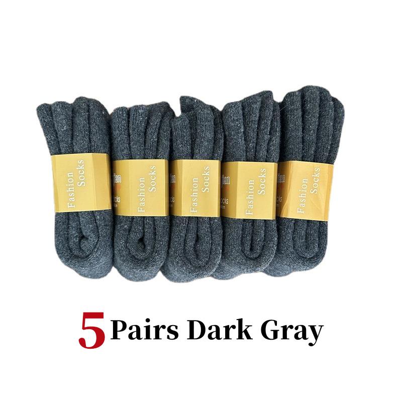 5 Perechi/Lot Șosete Bărbați Iarnă Călduroase Lână Merino Uni Șosete Uni Super Groase Zăpadă Rece Moi Confortabile Lungi Șosete de Lână EU38-46
