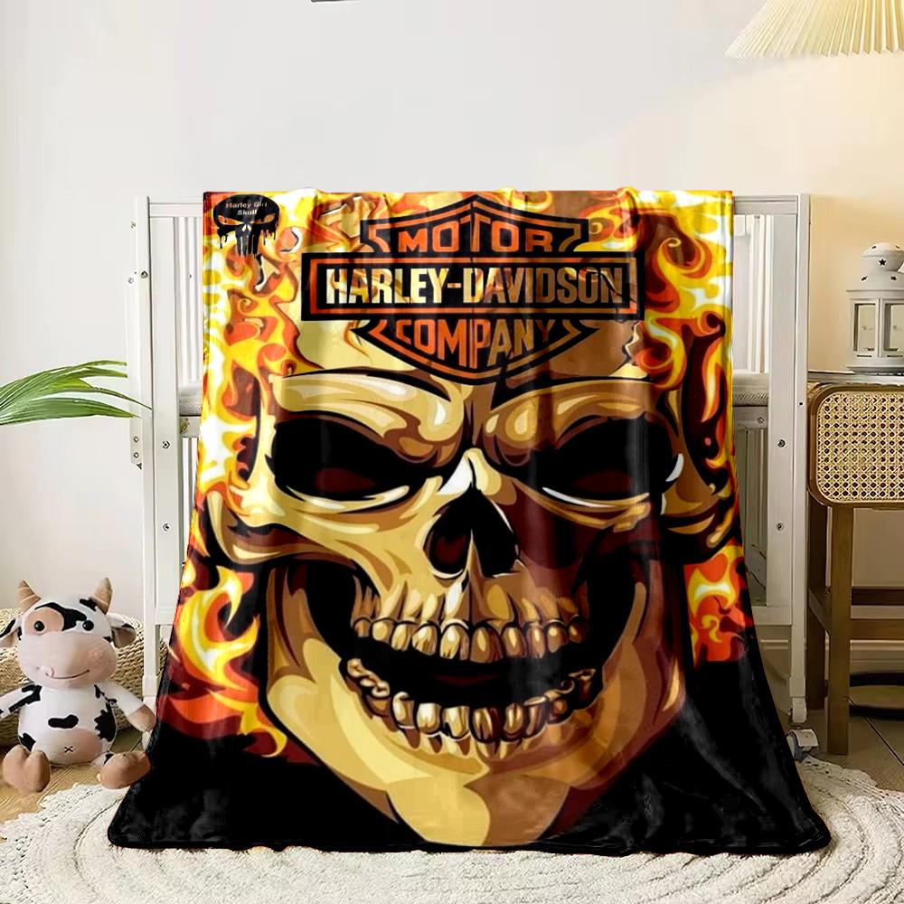 Harley-Davidson Skull Design Blanket Flannel blanket for bedroom, living room, sofa, and nap sofas.