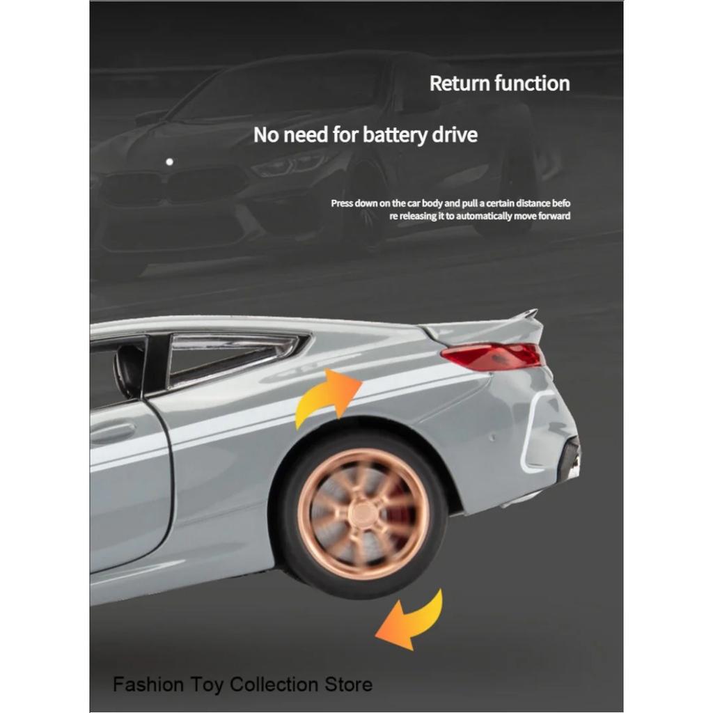 1/32 BWM-M8 Alloy Car Model High Simulation Diecasts Toy with Sound and Light Pull Back Vehicles Decoration Toys for Kids