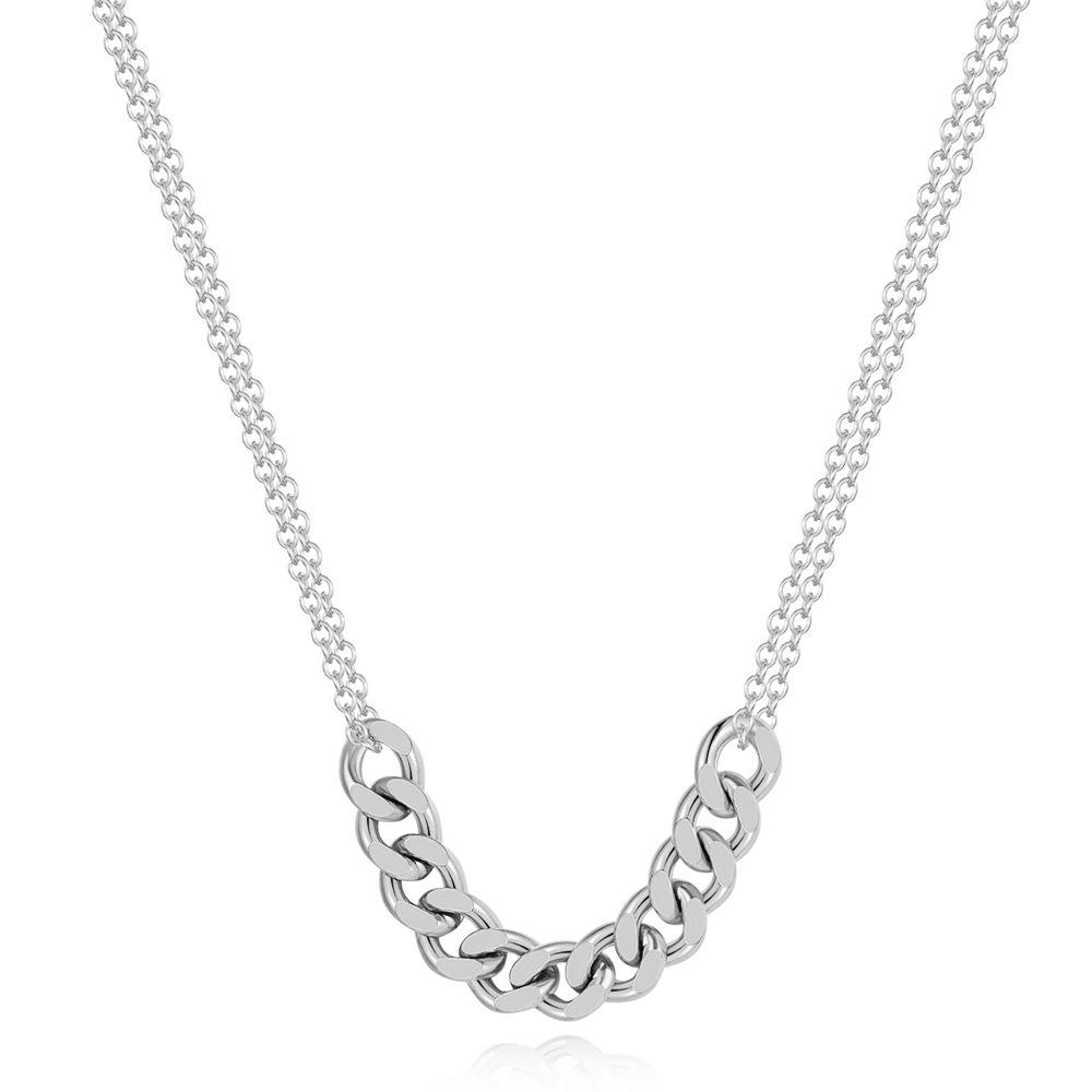 European-American Double-Layer Retro Chain Necklace: Titanium Steel, Hong Kong Style