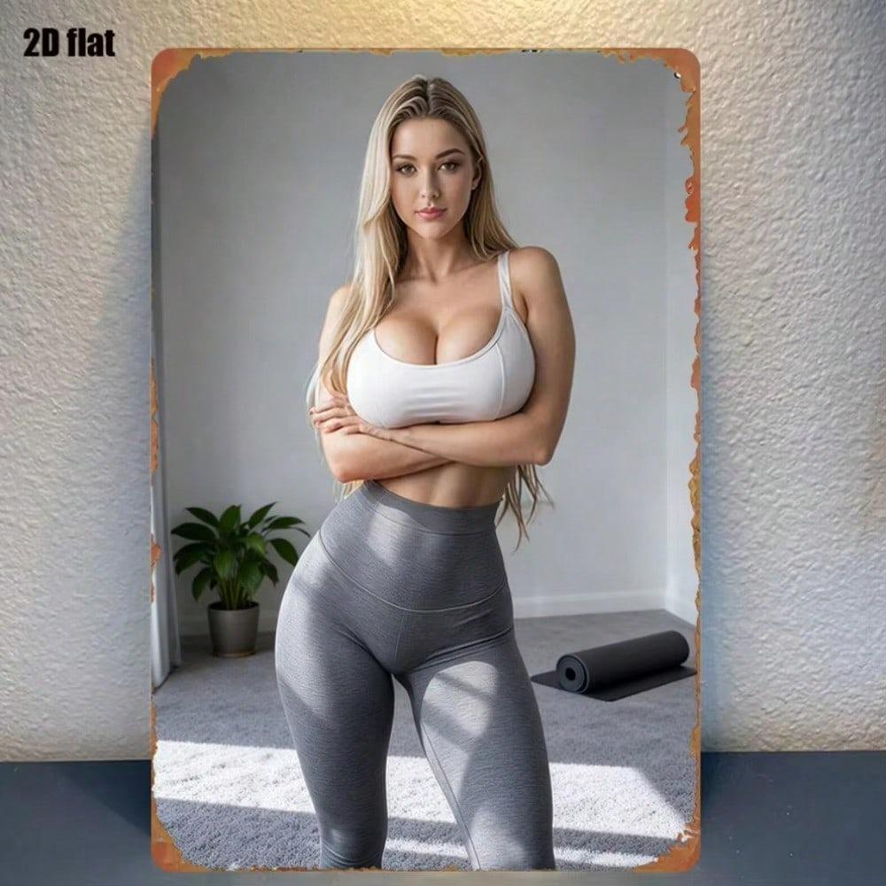 Fashion Fitness Woman Metal Poster Wall Decor