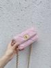 2026 New Summer Fresh Small Bag Sheepskin Small Square Bag Mini Chain Mobile Phone Bag Square Buckle Pink Crossbody Bag Women