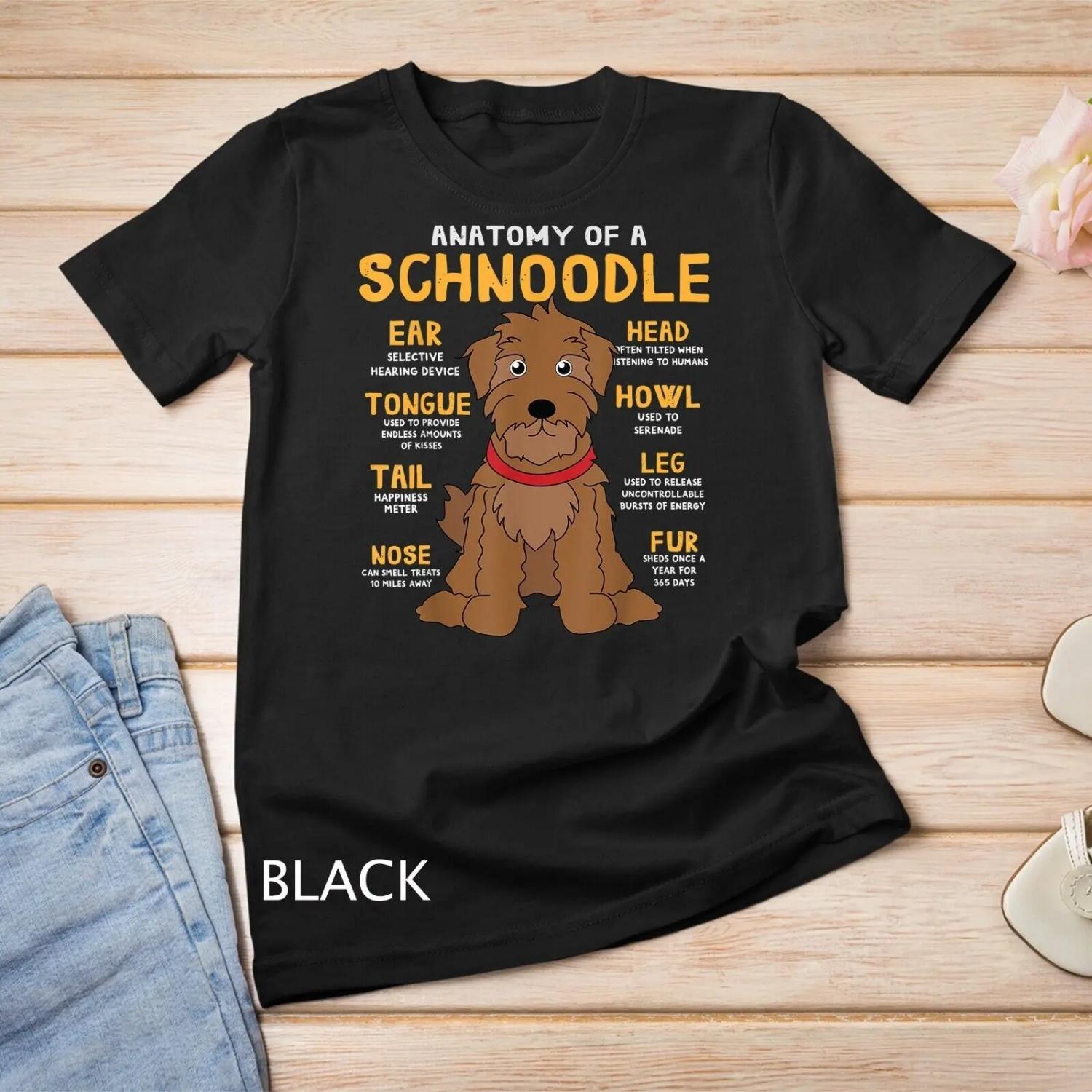 Schnoodle Anatomy Funny Dog Mom Dad T shirt S чёрный