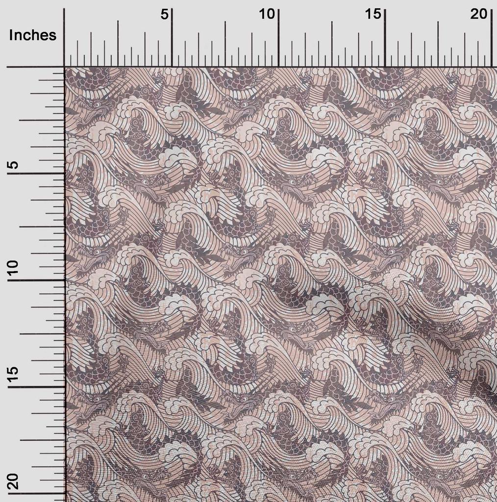 oneOone Cotton Flex Dusty Brown Fabric Asian Japanese Wave Sewing Craft Projects Fabric Prints By Yard 40 Inch