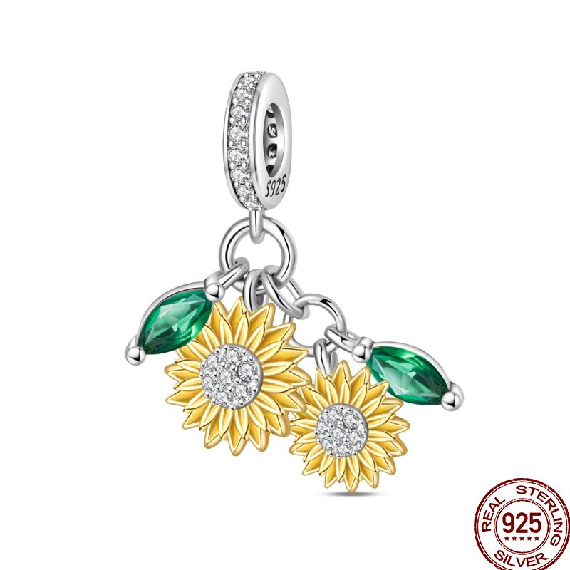 Spring Butterfly Collection Copper Sunflower Bear Butterfly Colorful Beads Suitable Fit 3Mm Original Bracelet