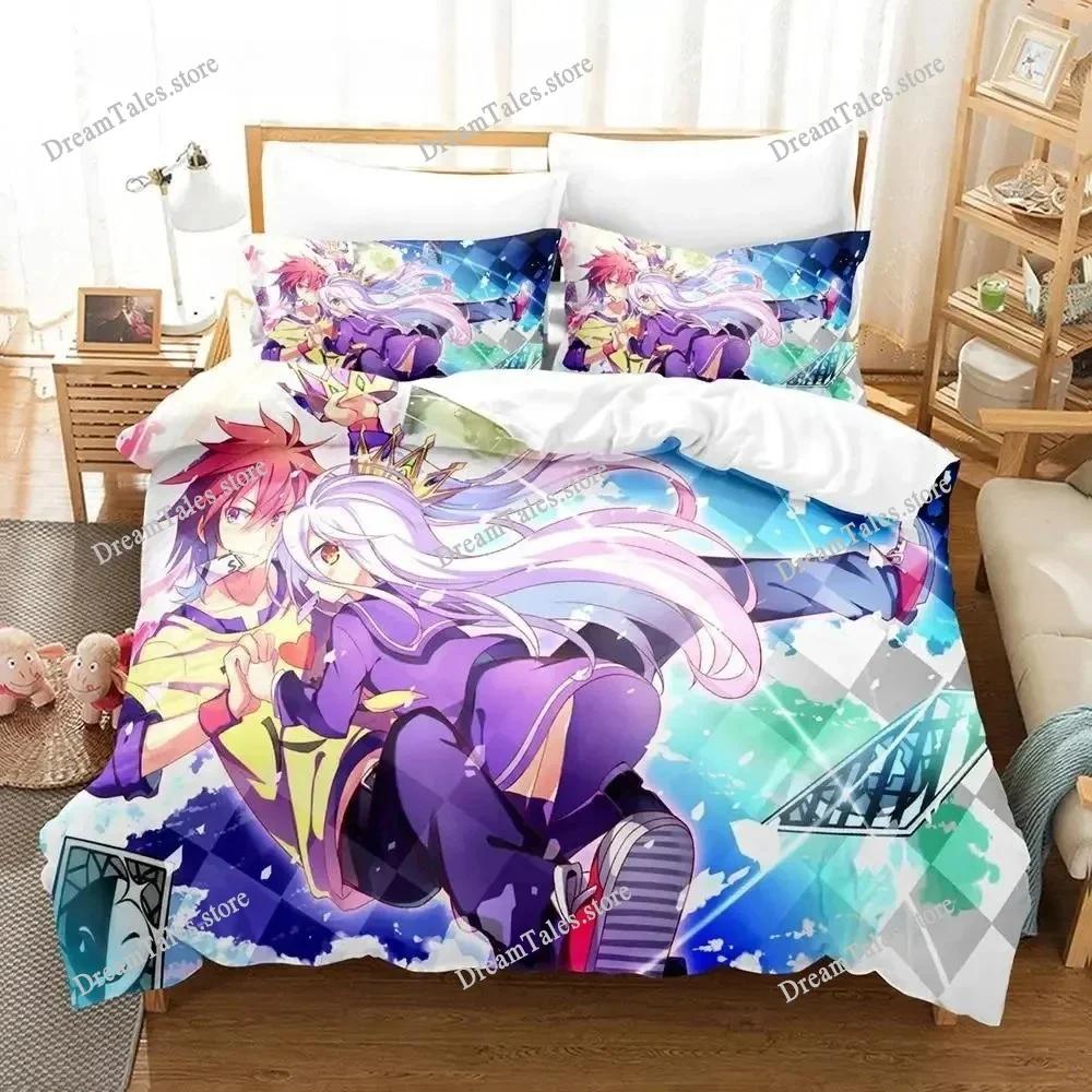 New No Game No Life Bedding Set Single Twin Full Queen King Size Bed Set Adult Kid Bedroom Duvet Cover Sets 3D Print Game Anime