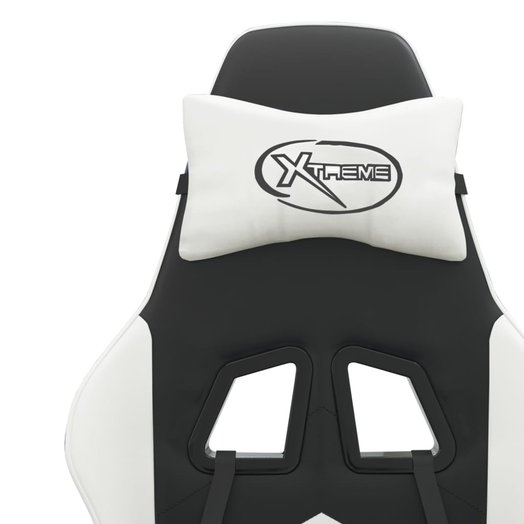 Gaming Chair Black and White Artificial Leather