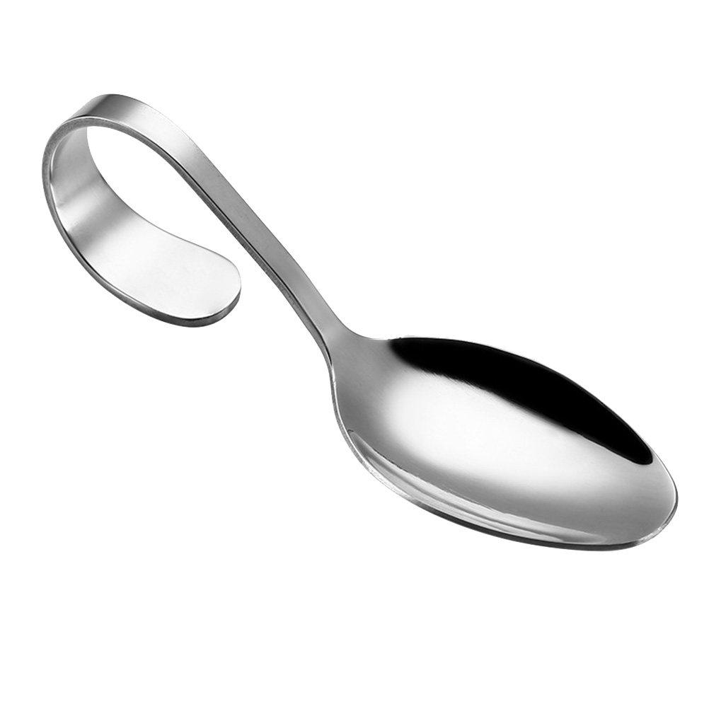 Mirror Polished Stainless Steel Spoon with Curved Handle High End Appetizer Serving Tool for Cocktail Party Banquet Display