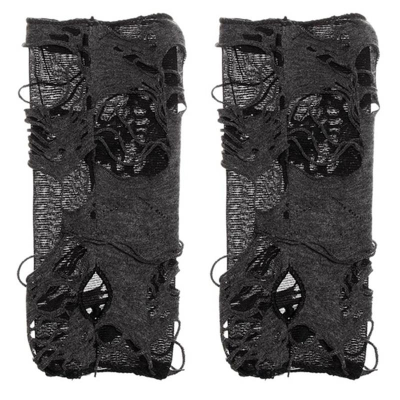 Unisex Gothic Black Gloves Fingerless Long Glove For Women Men Sexy Festival Gloves Mittens Clubwear Dance Cosplay Accessories
