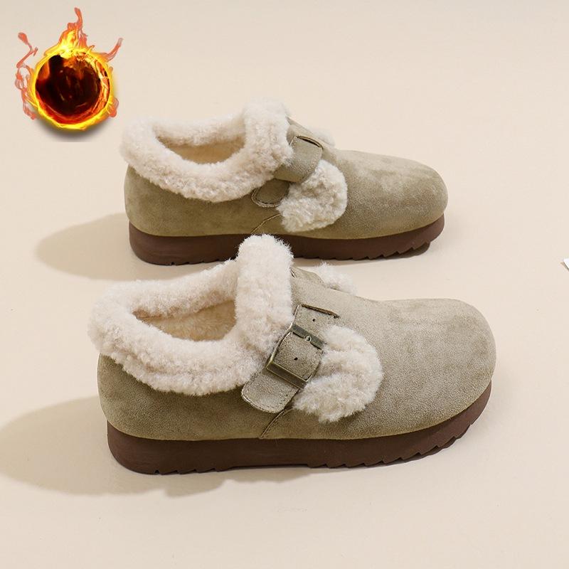 Women's Warm Snow Boots Casual Faux Suede Short Booties With Faux Fur Lining Anti-Slip Comfortable Winter Fleece Lined Walking Loafer Shoes for Women