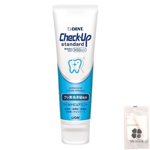 [30-Pack] Check-Up Standard 135g Mild Pure Mint 1450ppm with Original Cotton Pad Set