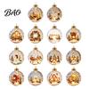 LED Christmas Indoor Decor Lighted Ornaments, 3D Miniature Scene Hanging Balls with Warm Light, Cute Party Supplies Reindeer Penguin Bear Clear