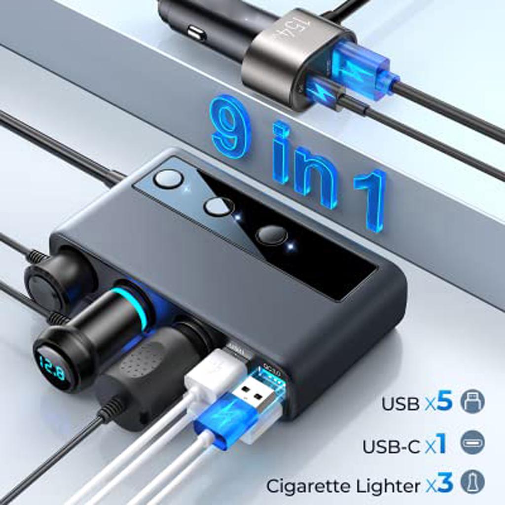 Multi-port Car Phone Charger With PD+QC Fast Charging Adapter For Mobile Phones