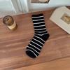 5 Pairs of Female Autumn and Winter Stripes Wear Mid Tube Cotton Socks