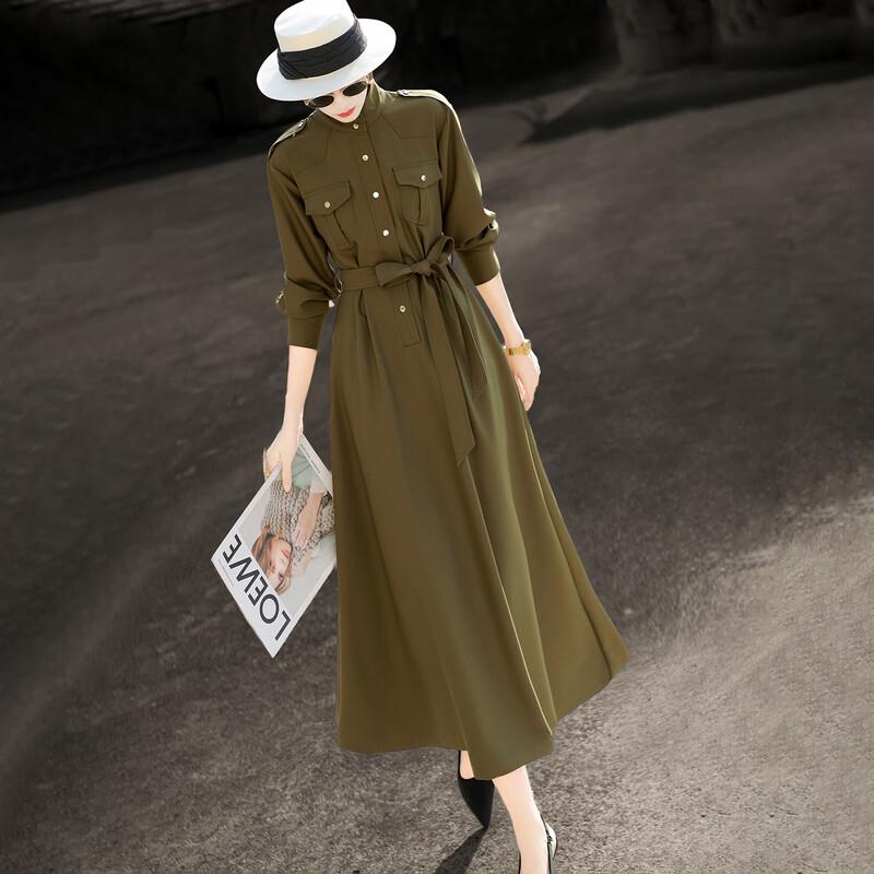 Lanseer Spring 2026 Elegant A-Line Commuter Midi Dress XL