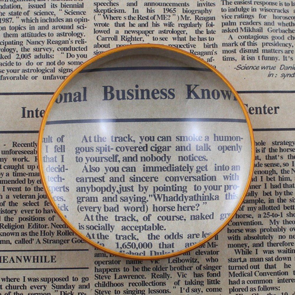 Magnifying 4x 72mm Lens Semicircular Crystal Tabletop Magnifying Glass for and Stylish Desk Birthday Celebration Gold Glass, Magnification, Diameter,