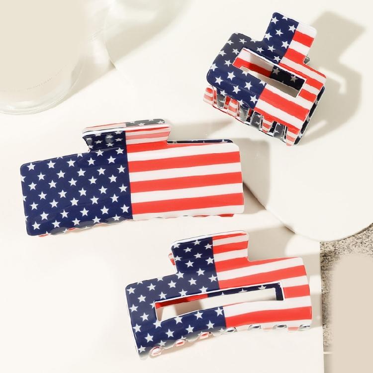 Unique American Flags Print Hair Claw Woman Long Thick Hair Ornament Anti Slip