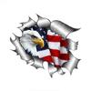 Motorcycle Sticker Personality Creativity Ripped Torn Metal Design with American Bald Eagle Us Flag Motif External Car Sticker