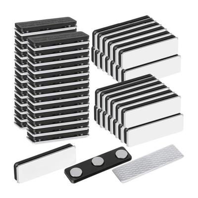Magnetic Name Badge with Strong Double-Sided Adhesive Clasp, 45x13mm, 2-Piece Metal ID Holder