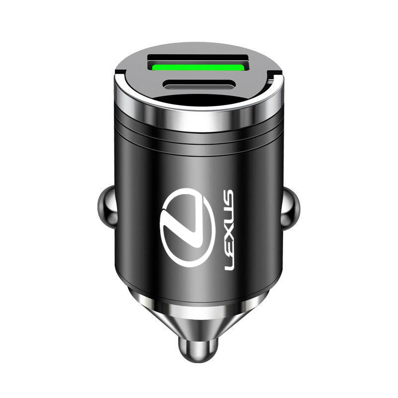 

100W Mini Car Charger Lighter Fast Charging USB Type-C Dual Port Invisible For Lexus GX470 LX470 LX570 RC350 UX250h ES350 RX450h