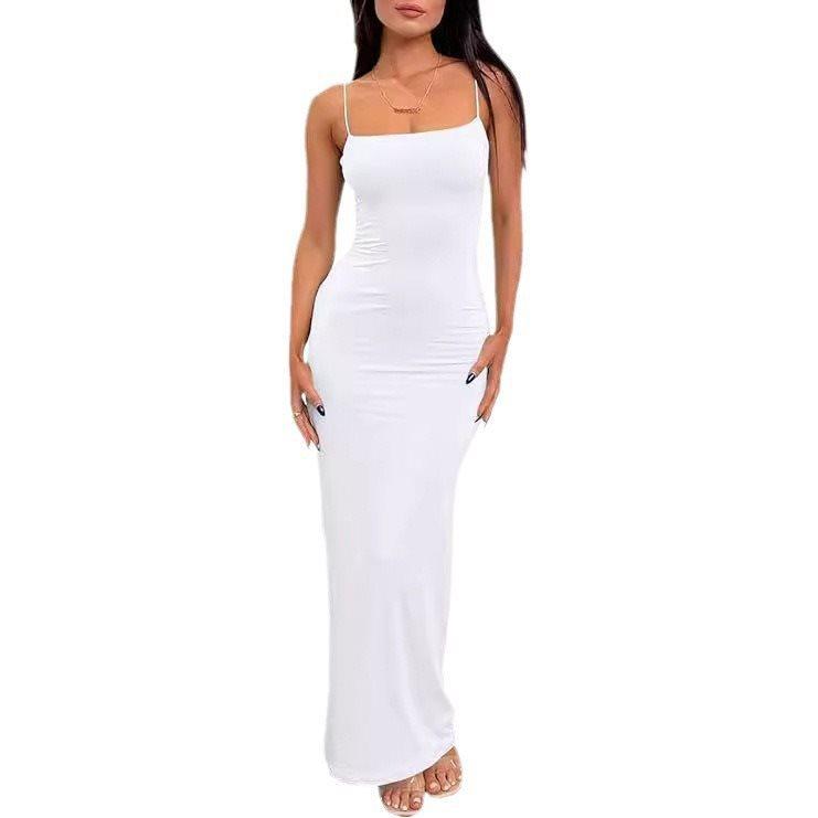 New Women's Evening Dress Dress Sexy Women's Long Skirt Hip-wrapped Slim Backless Summer American Black