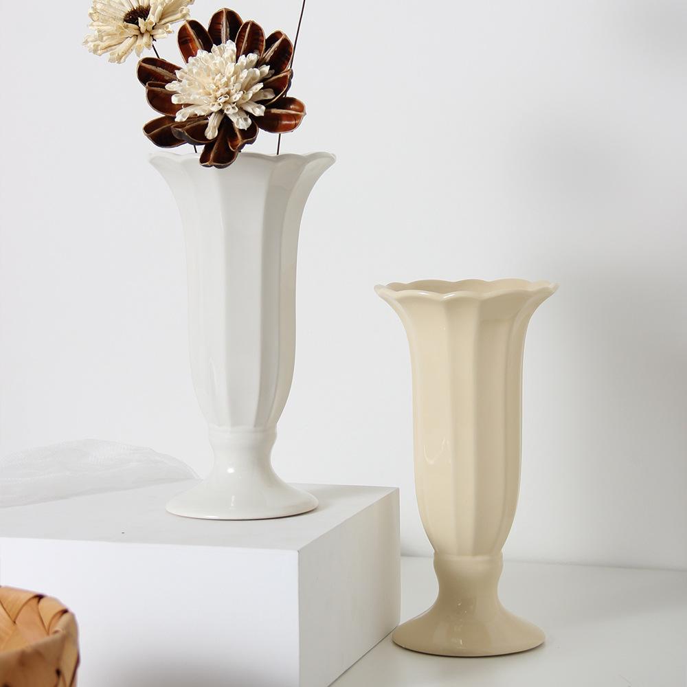 French Ceramic Vase Ins High Value White Cream Style High Sense Roman Medieval Vase