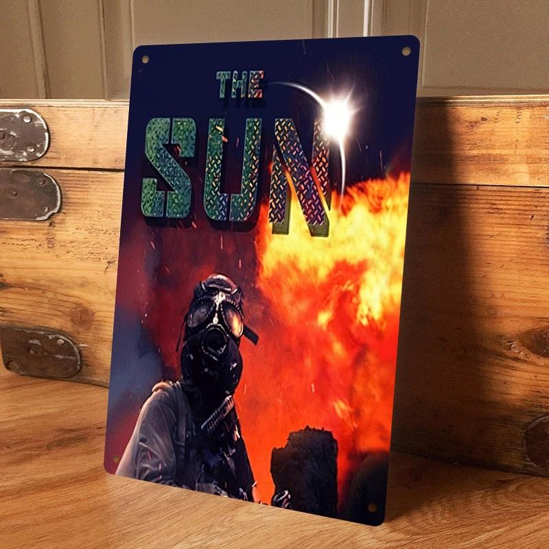 

1 piece of sun-themed tin painting, retro style wall decoration plaque, suitable for home, office, bar, cave-style living room d (as the picture,20x30cm)