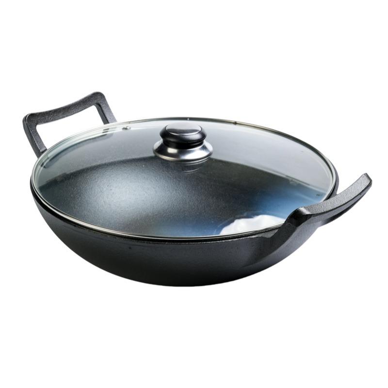 Cast Iron Pot Flat Bottom Wok Non-stick Induction Cooker Universal Pig Iron Pot Retail Uncoated