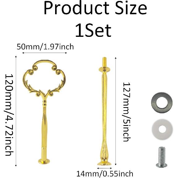 pson 2-Tier Cake Stand Hardware Kit, Flower Design Cupcake and Dessert Stands Tray Fittings for Weddings, Parties, Tea Gatherings(Gold)