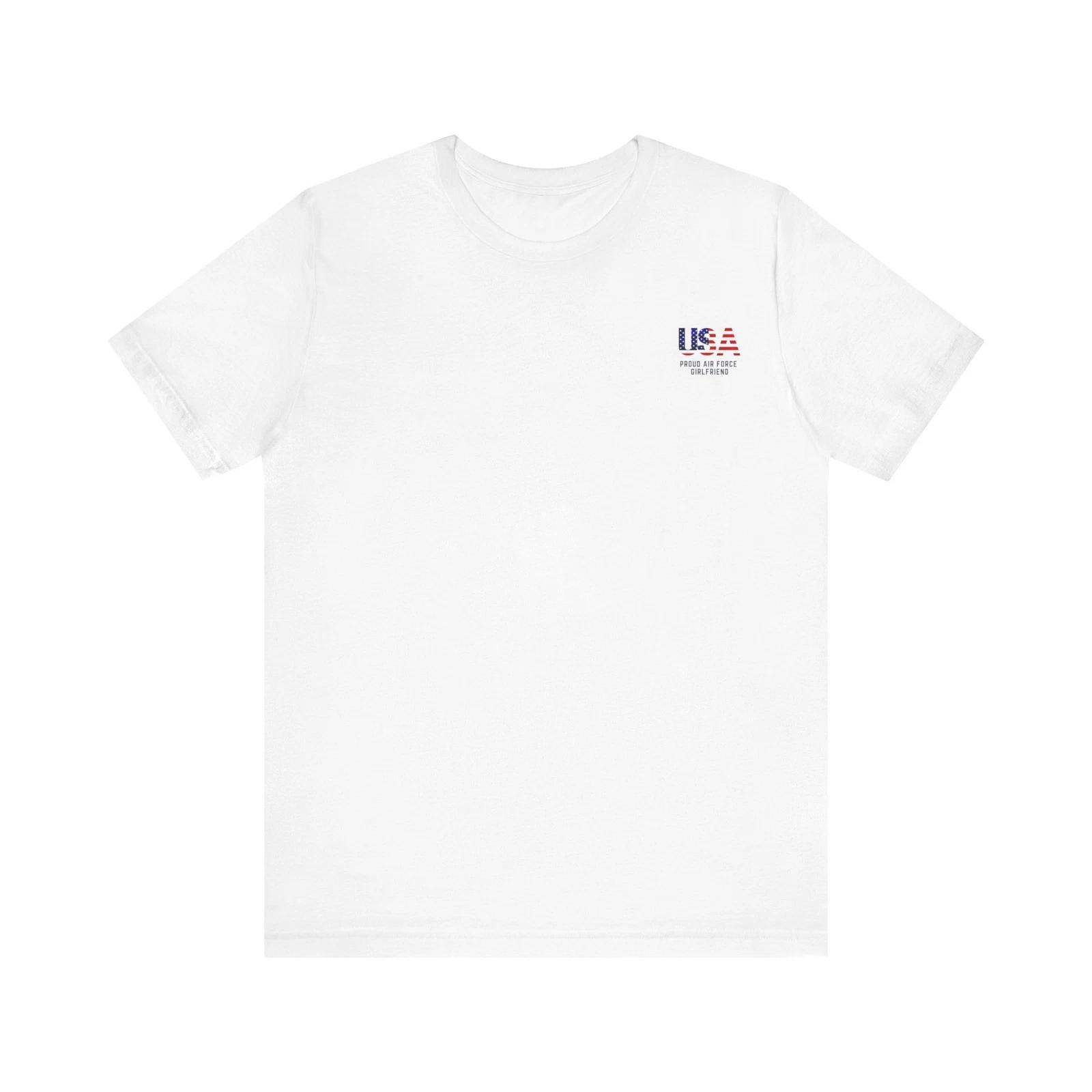 Patriotic Air Force Girlfriend USA Top Military Graphic Tee M