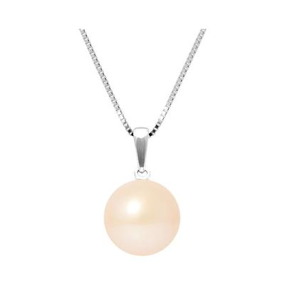 Pearls & Colors - AAA+ Freshwater Cultured Pearl Necklace - Button 9-10 Mm - Natural Pink - 925 Sterling Silver - Women's Jewelry