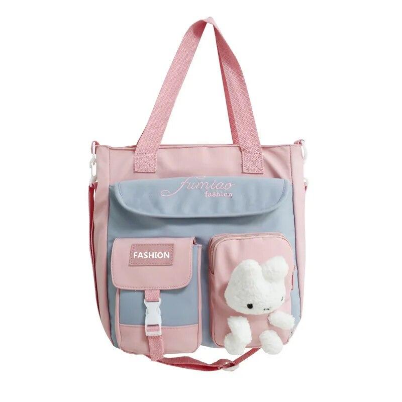 Borse Messaggero da Scuola da Donna per Donna Borsa a Mano Ragazze Adolescenti Cartone Animato Tela Borsa a Spalla Impermeabile Nylon Borse Tote Cartelle