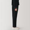 MUJI Women's Kapok Blend Corduroy Tuck Pants, Black, Size S (BE1SOA4A)