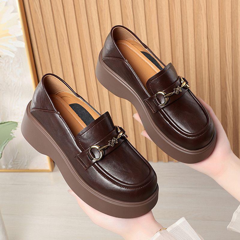 Women's Slip-On Leather Loafers - Fashionable, Versatile, Non-Slip, Comfortable, Soft Sole for Spring and Autumn