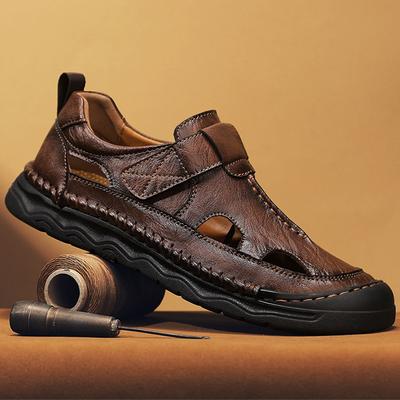 Sommer Herren Leder Lässig Geschlossene Zehen Sandalen Lässig Sandalen für Herren Lässige Schuhe Handgemachte Lederschuhe