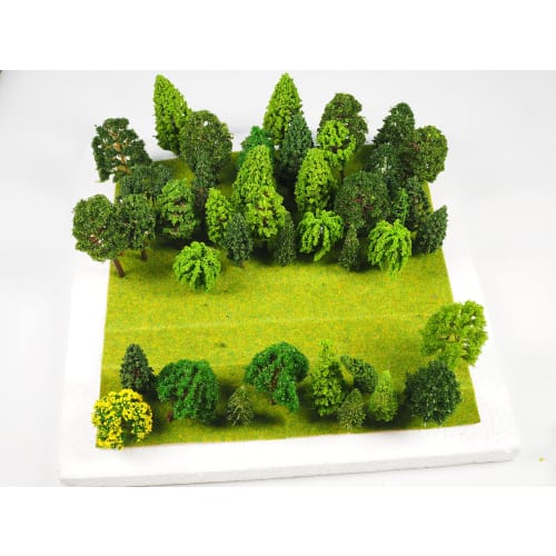 

[Good in three directions] 30 pieces, 12cm to 3cm, easy to create large, fluffy forest diorama creation set, grass sheet + 6-piece creation set (creat