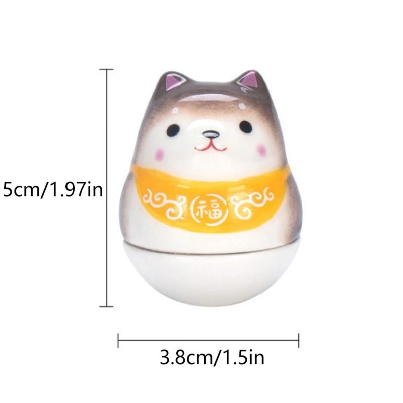 Japanese Creative Gift Ceramic Dog Car Ornament Fortune Flower Pet Doll Home Accessories Office Decoration