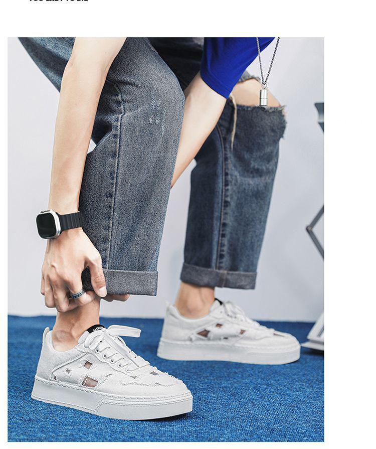 2025 Men's Breathable Canvas Shoes - Summer Fashion, Trendy, Odor-Resistant, Ripped, Wear-Resistant White Skate Sneakers