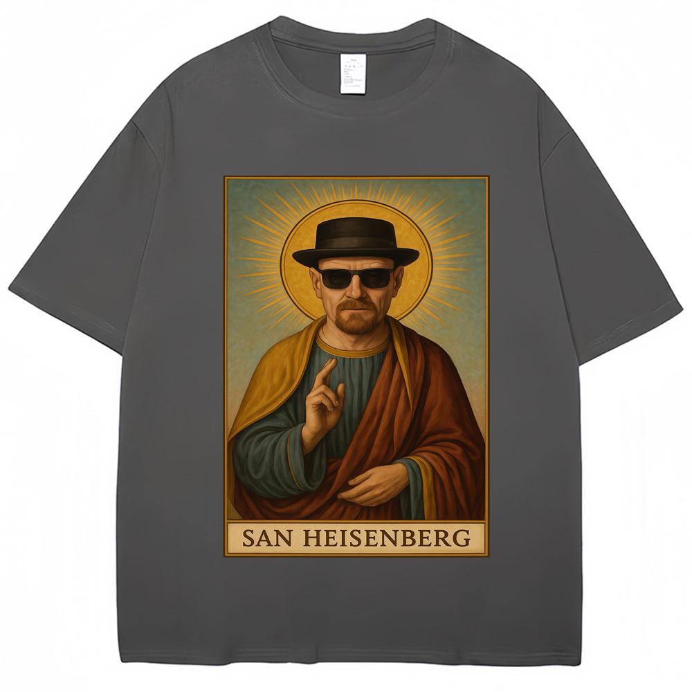 Funny Heisenberg Breaking Bad Pattern Vintage Print Tshirt Unisexs Creative Pop Tshirt Cotton Casual Short Sleeve Shirt XL