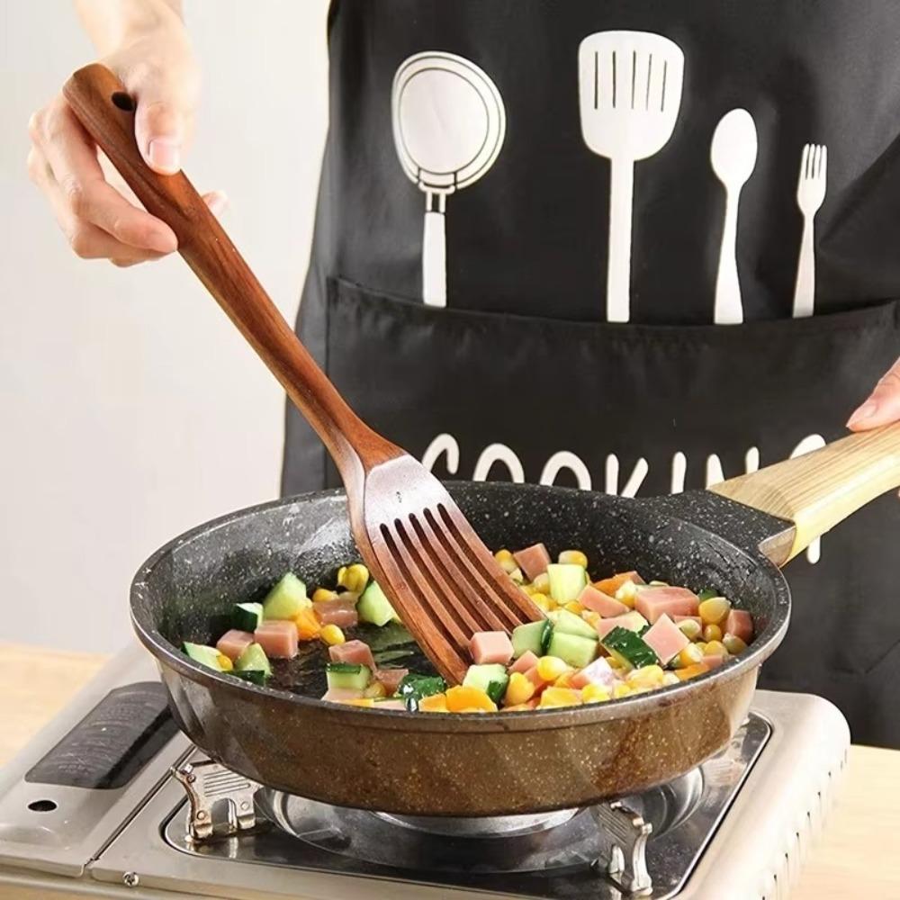 Träslev Sked Högtemperaturbeständig Nonstick Teak Bordsservis Träredskap Skumsked Matlagningssked Speciell Nano Soppa