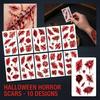 Halloween Scar Temporary Stickers - 10 Pack Fake for Cosplay Costume Party Props